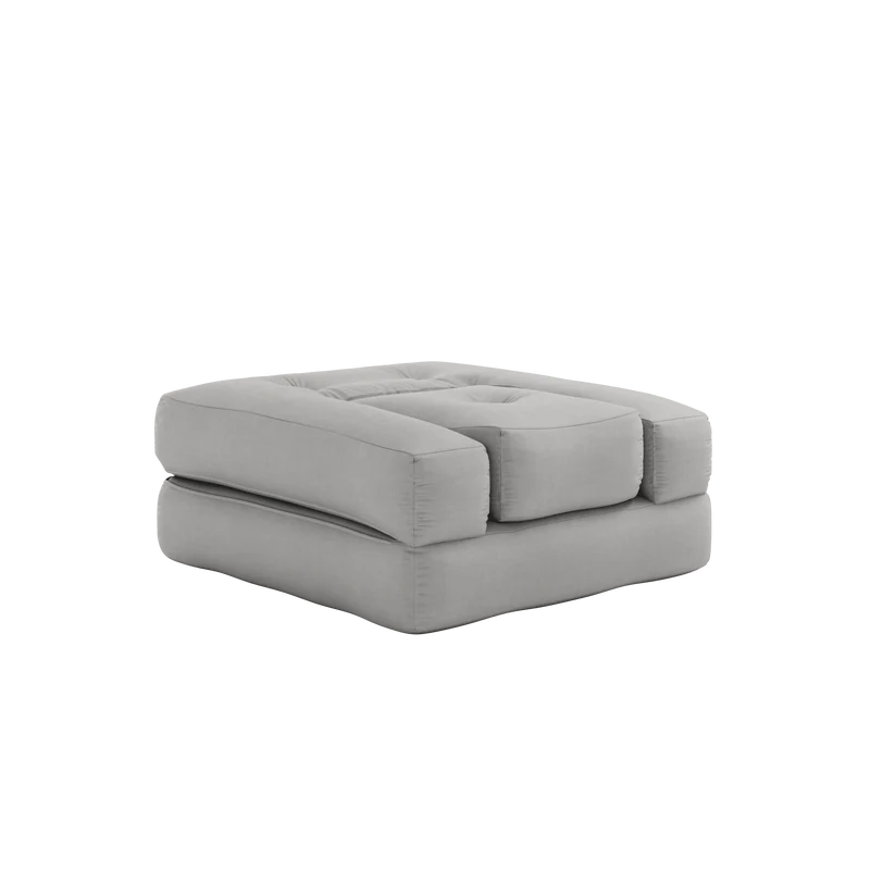 Pouf fauteuil convertible en coton gris 95x90x42cm Cube - Karup Design
