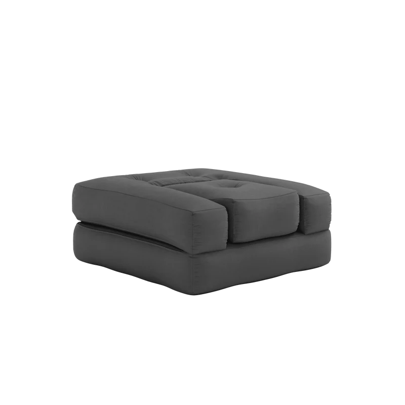 Pouf fauteuil convertible en coton gris foncé 95x90x42cm Cube - Karup Design