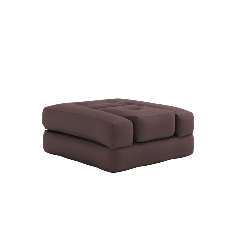 Pouf fauteuil convertible en coton marron 95x90x42cm Cube - Karup Design