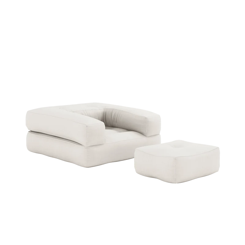 Pouf fauteuil convertible en coton natural 95x90x42cm Cube - Karup Design