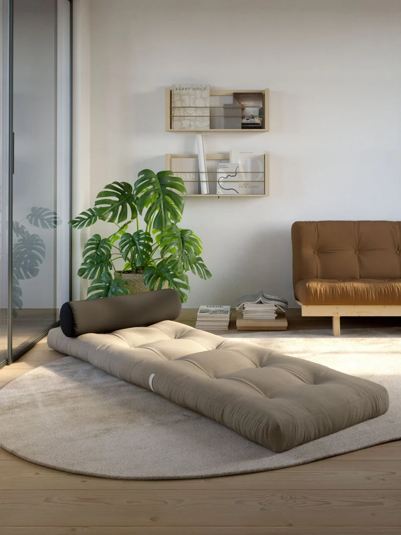 Fauteuil convertible bleu pétrole avec coussin gris foncé 70x120x40cm Wrap - Karup Design