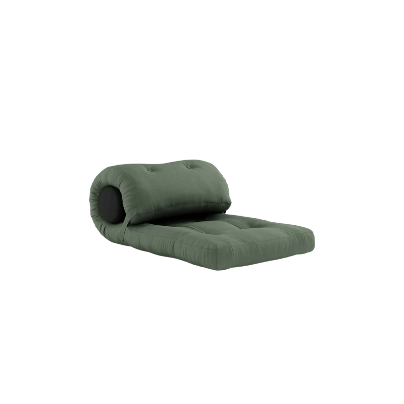 Fauteuil convertible vert olive avec coussin gris foncé 70x120x40cm Wrap - Karup Design