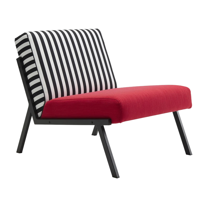 Fauteuil en tissu rayé rouge 69cm Vikko - Innovation Living