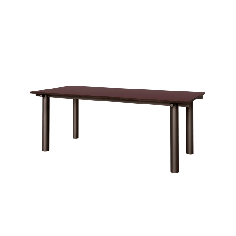 Table à manger en chêne bordeaux et acier chocolat 200x90cm Atura - Ferm living