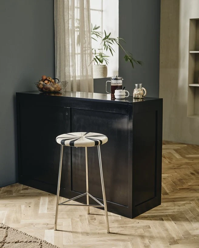 Tabouret de bar en tissage de jute fer et acier 71,5cm Morice - Nordal