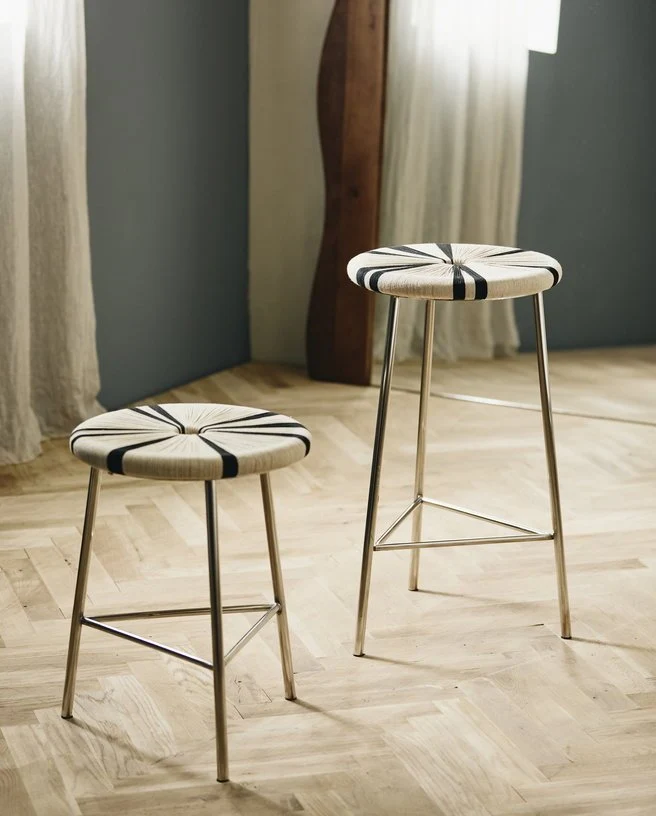 Tabouret de bar en tissage de jute fer et acier 71,5cm Morice - Nordal
