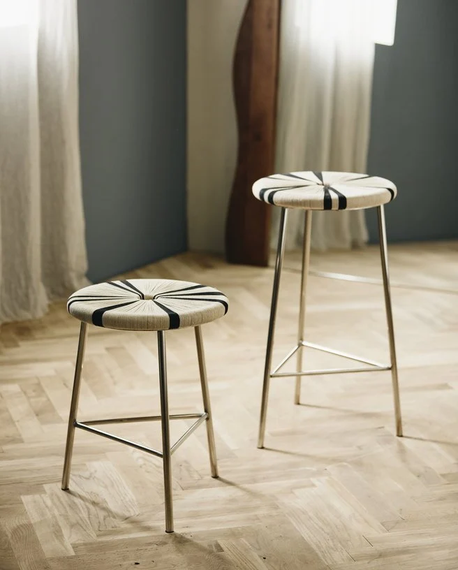 Tabouret en tissage du jute fer et acier 53cm Morice - Nordal