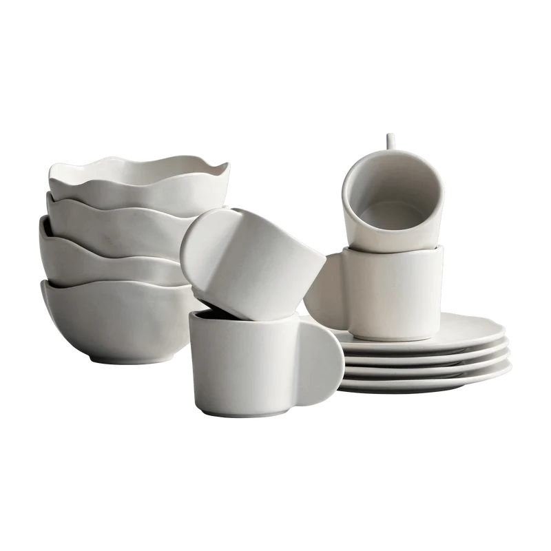 Service petit-déjeuner pour 4 personnes en céramique beige Native - 101 COPENHAGEN