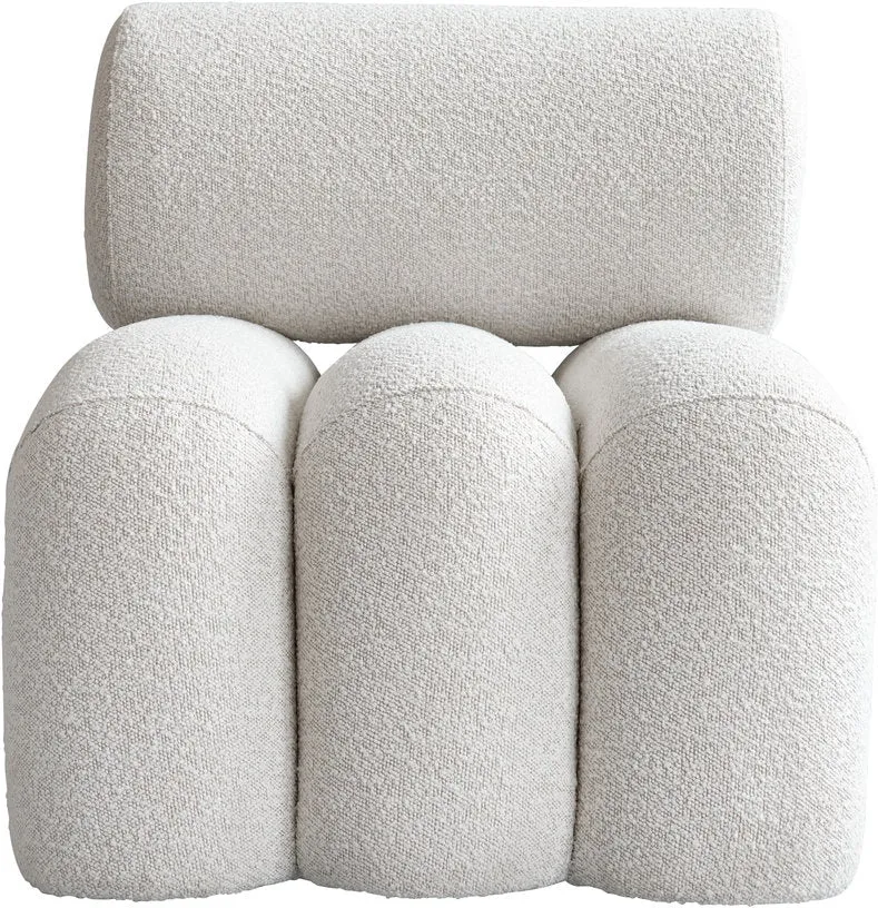 Fauteuil design en tissu bouclé blanc cassé Foku - 101 COPENHAGEN