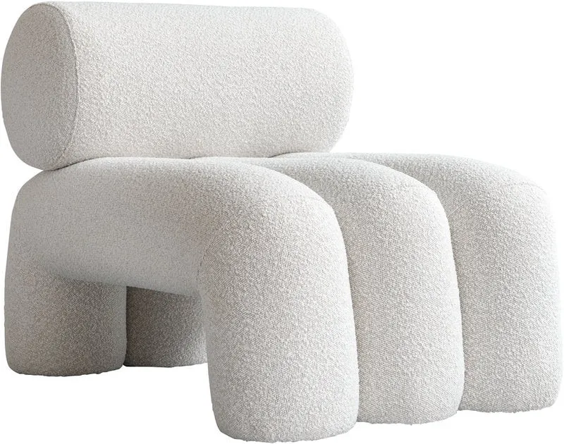 Fauteuil design en tissu bouclé blanc cassé Foku - 101 COPENHAGEN