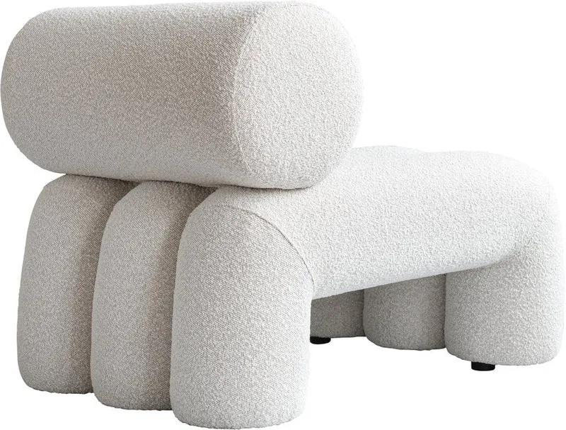 Fauteuil design en tissu bouclé blanc cassé Foku - 101 COPENHAGEN