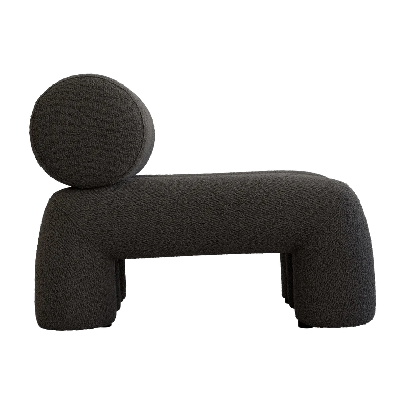 Fauteuil design en tissu bouclé taupe foncé Foku - 101 COPENHAGEN