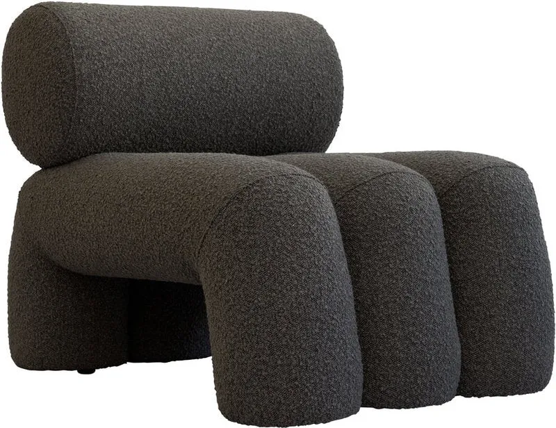 Fauteuil design en tissu bouclé taupe foncé Foku - 101 COPENHAGEN