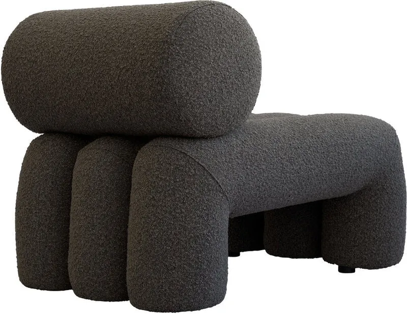 Fauteuil design en tissu bouclé taupe foncé Foku - 101 COPENHAGEN
