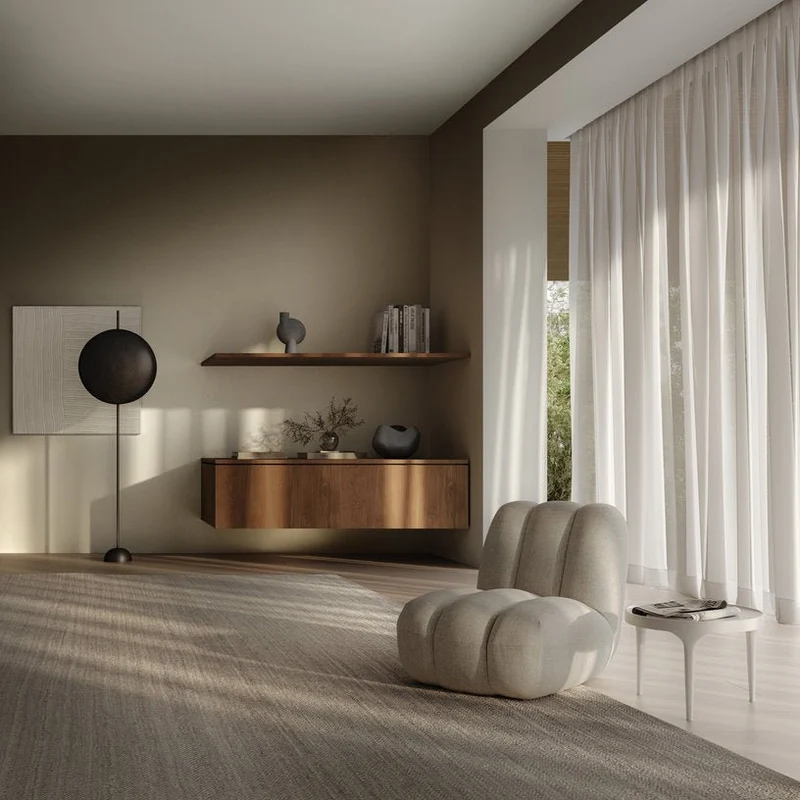 Fauteuil design en tissu lin beige Toe - 101 COPENHAGEN