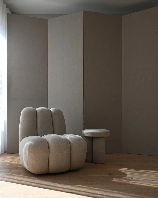Fauteuil design en tissu lin beige Toe - 101 COPENHAGEN