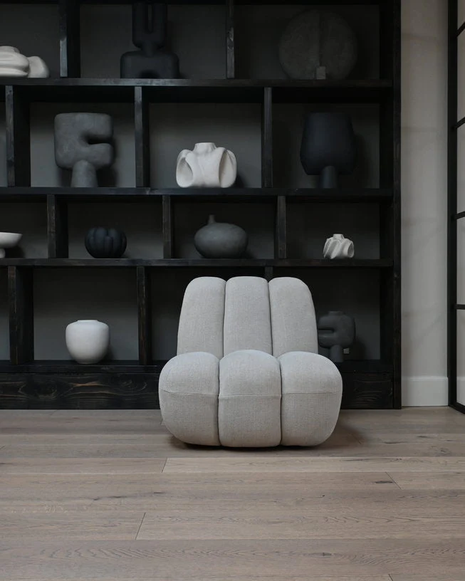 Fauteuil design en tissu lin beige Toe - 101 COPENHAGEN