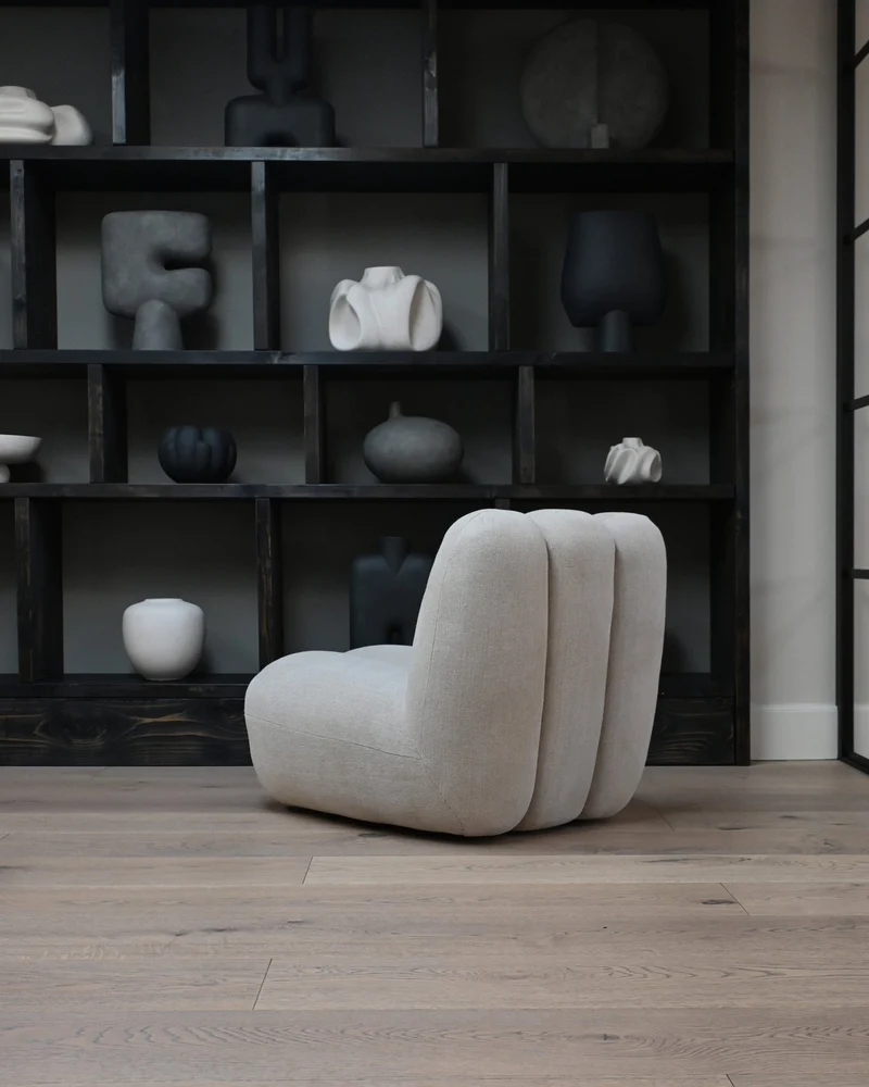 Fauteuil design en tissu lin beige Toe - 101 COPENHAGEN