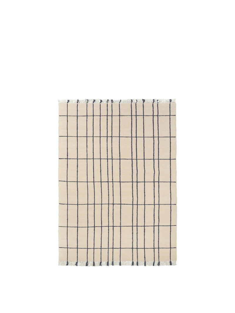 Ferm Living Sen Teppich - 140 x 200 - Parchment/Indigo