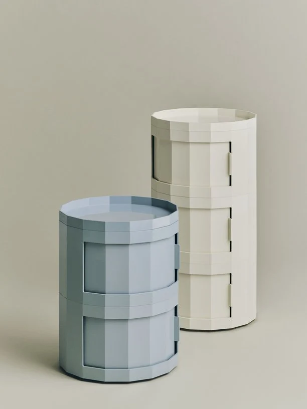 Table de chevet en plastique recyclé bleu 2 portes 38x49cm Facet - HAY