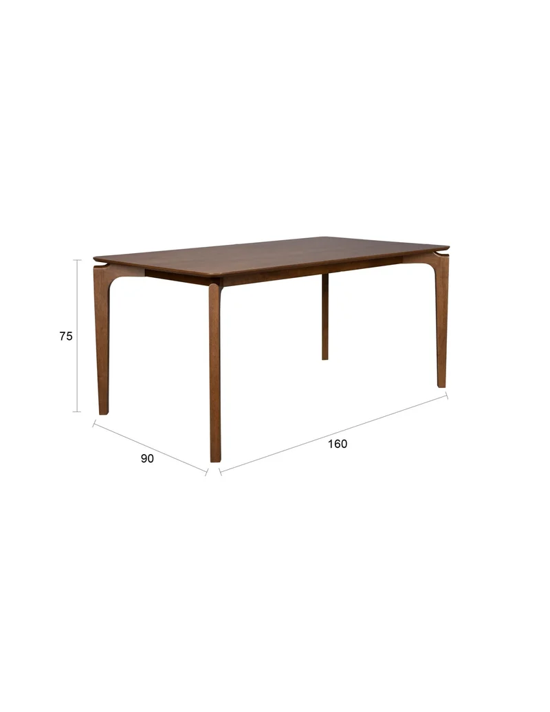 Table à manger rectangulaire en bois d'hévéa 160x90x75cm Savone - Dutchbone