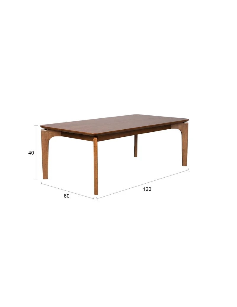 Table basse rectangulaire en bois d'hévéa 120x60x40cm Savone - Dutchbone
