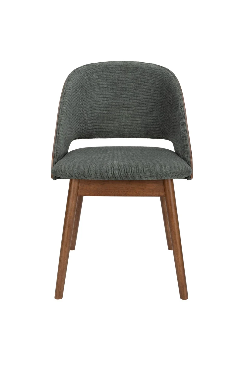 Chaise en tissu vert et bois d'hévéa Velore - Dutchbone