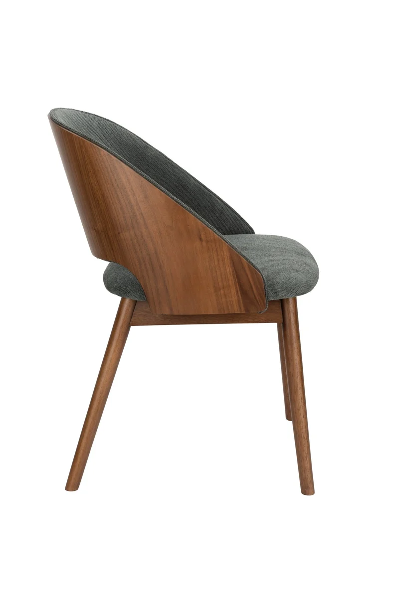 Chaise en tissu vert et bois d'hévéa Velore - Dutchbone