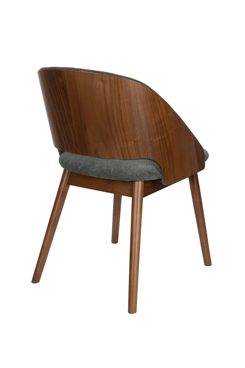 Chaise en tissu vert et bois d'hévéa Velore - Dutchbone