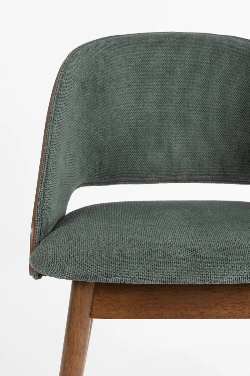 Chaise en tissu vert et bois d'hévéa Velore - Dutchbone