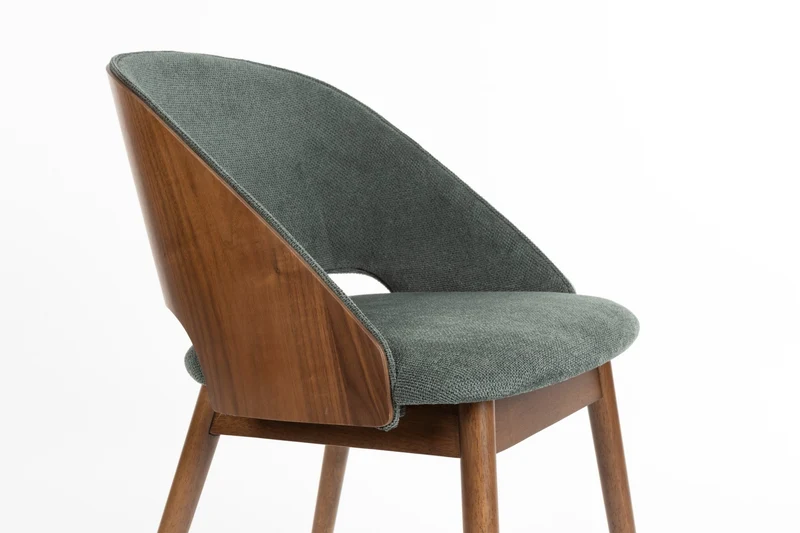 Chaise en tissu vert et bois d'hévéa Velore - Dutchbone