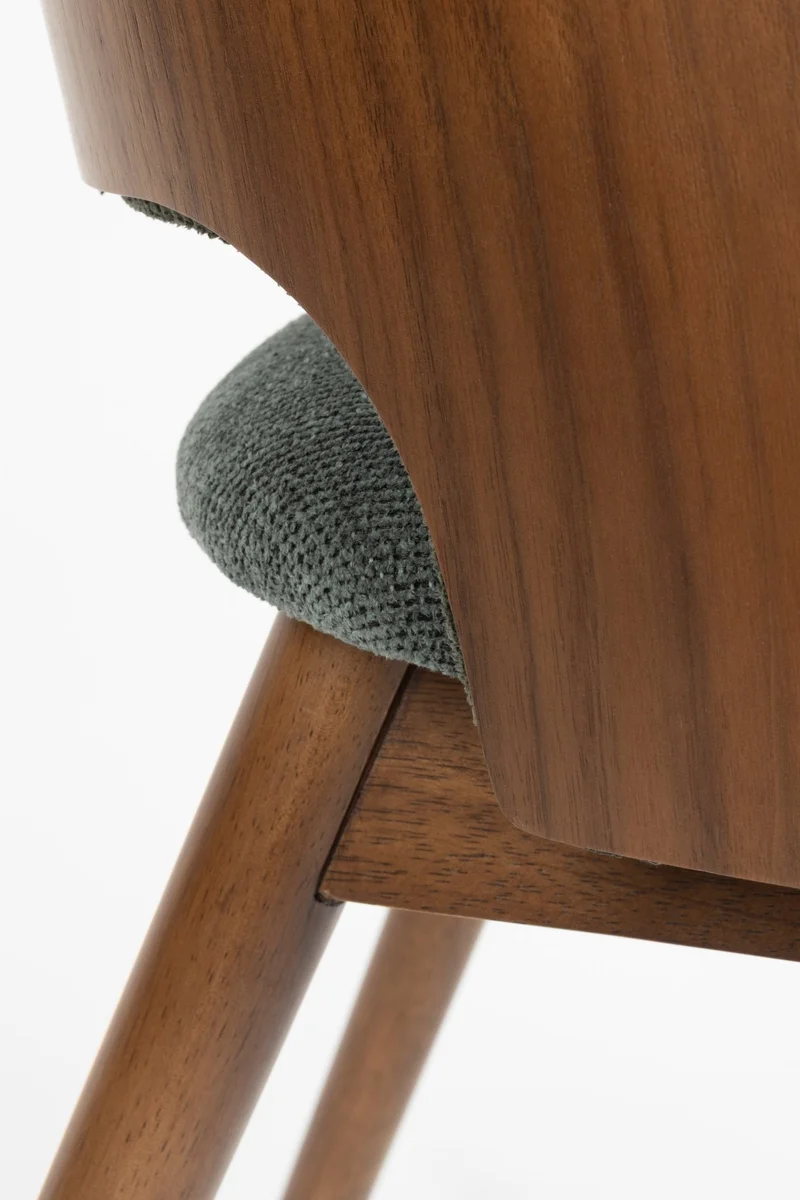 Chaise en tissu vert et bois d'hévéa Velore - Dutchbone