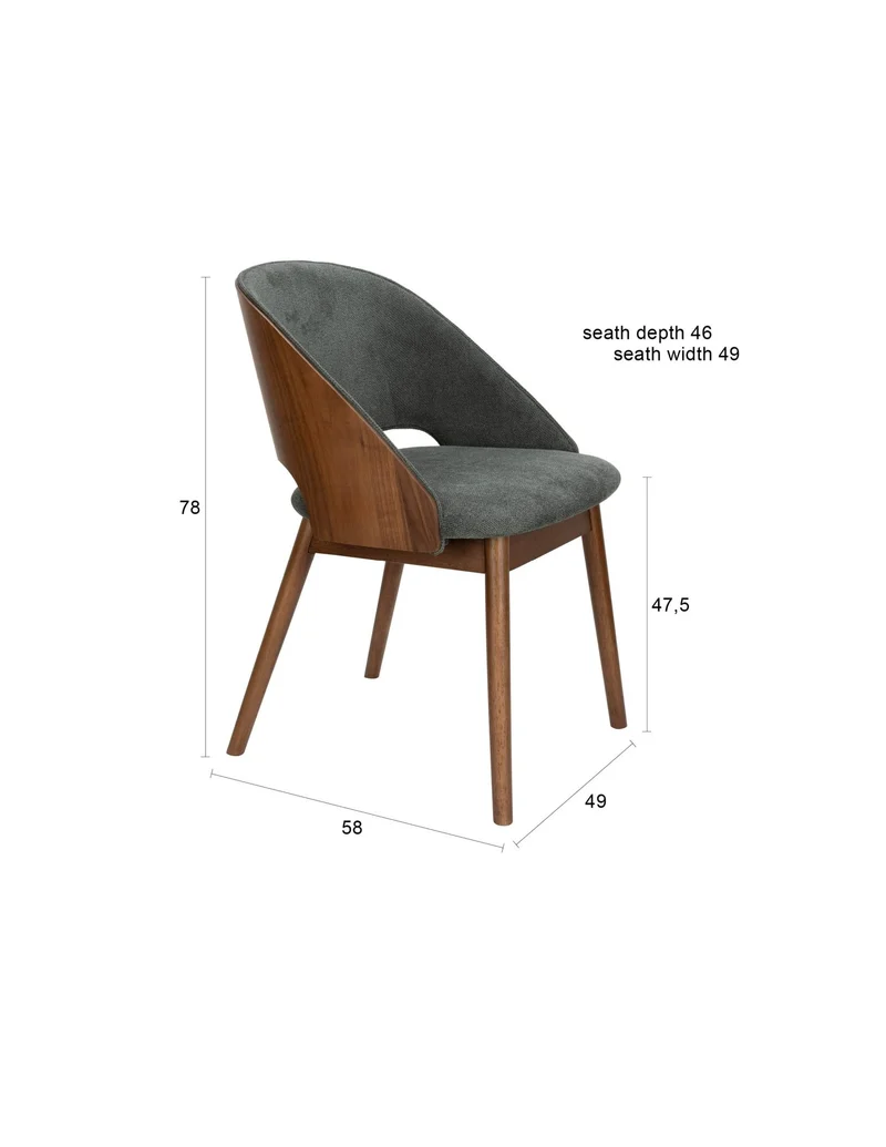 Chaise en tissu vert et bois d'hévéa Velore - Dutchbone