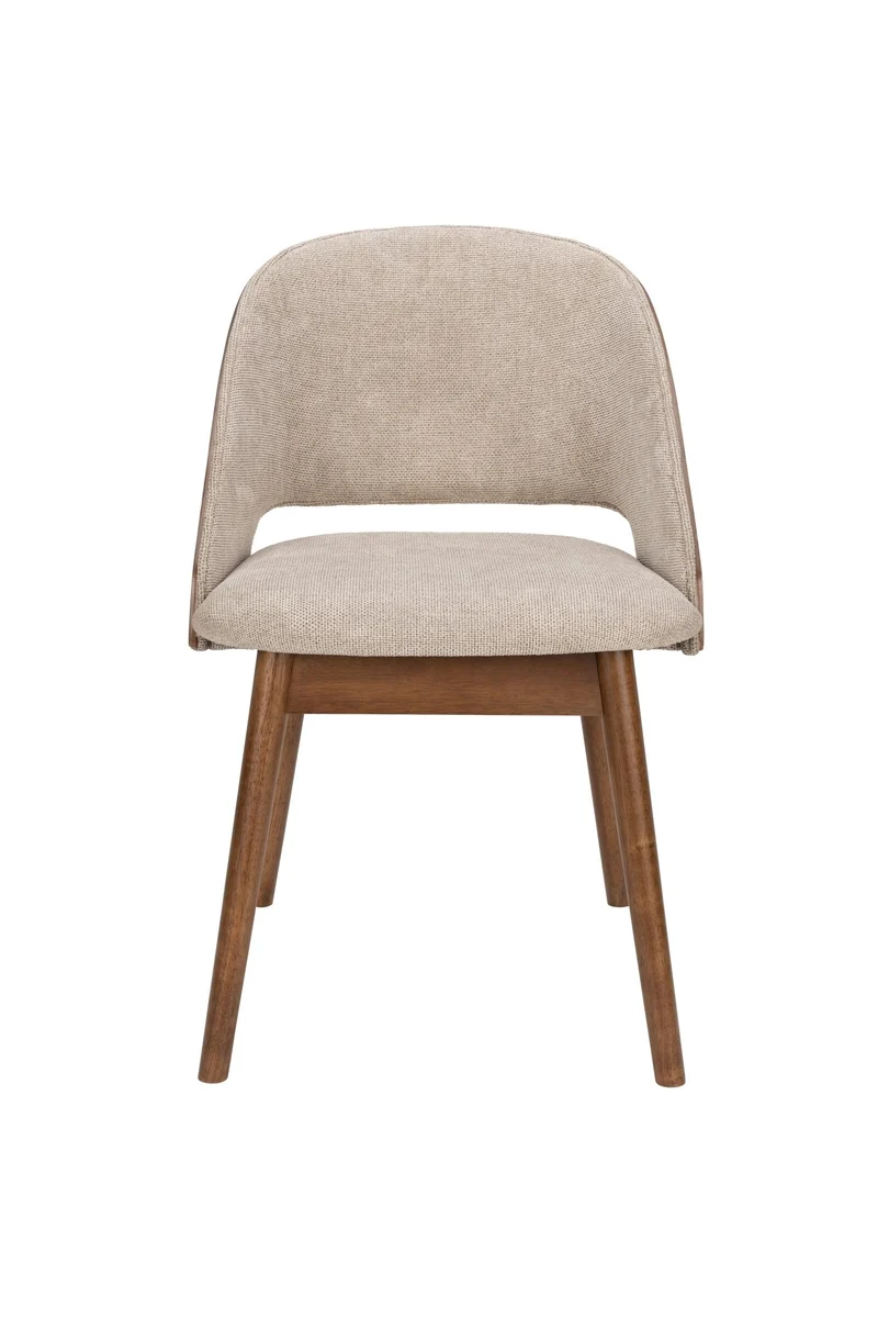 Chaise en tissu beige et bois d'hévéa Velore - Dutchbone