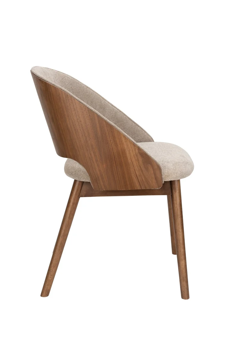 Chaise en tissu beige et bois d'hévéa Velore - Dutchbone