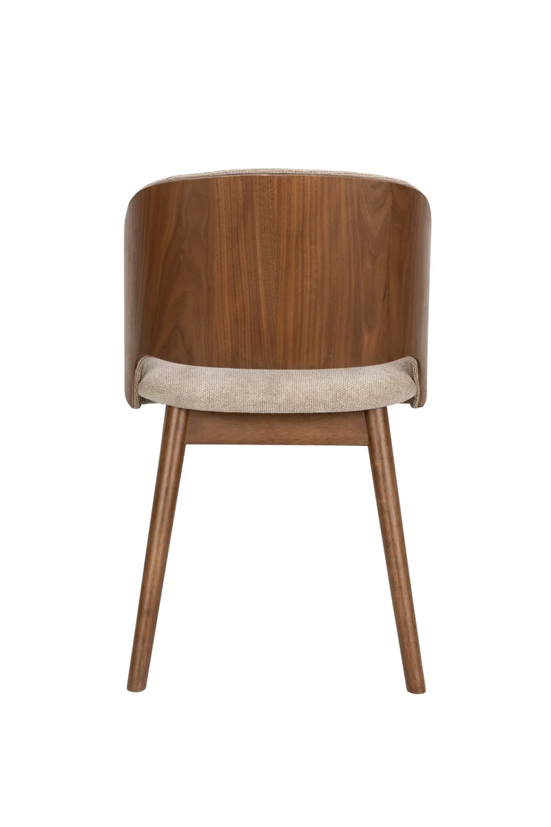 Chaise en tissu beige et bois d'hévéa Velore - Dutchbone