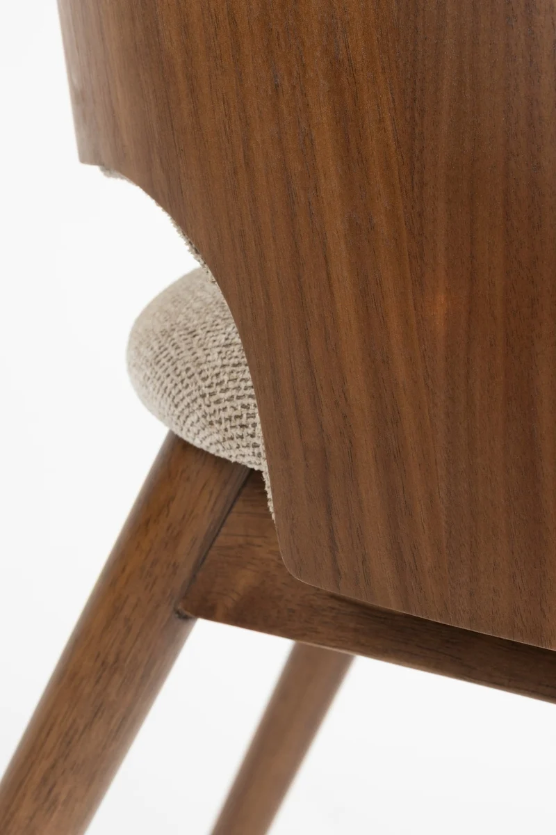 Chaise en tissu beige et bois d'hévéa Velore - Dutchbone