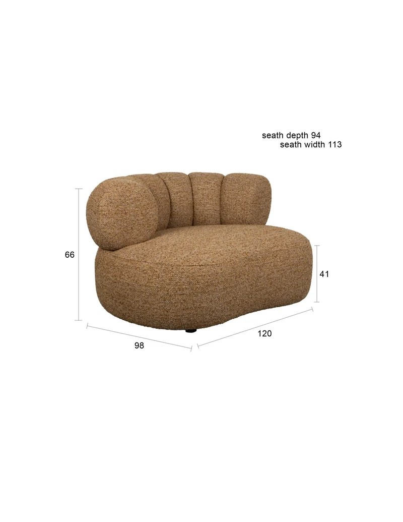 Canapé arrondi en tissu marron 120x98x66cm Georgia - Dutchbone