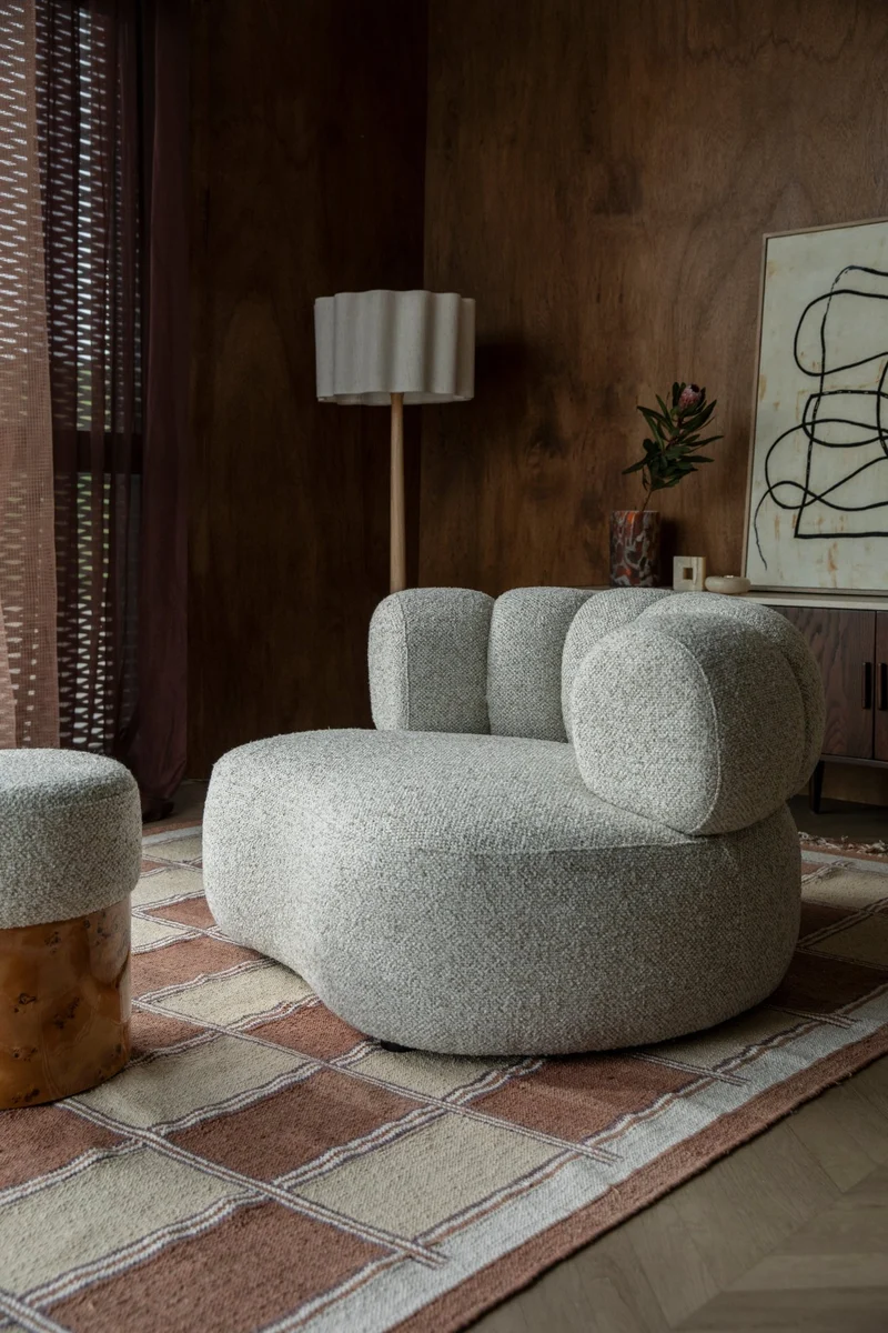 Canapé arrondi en tissu beige 120x98x66cm Georgia - Dutchbone