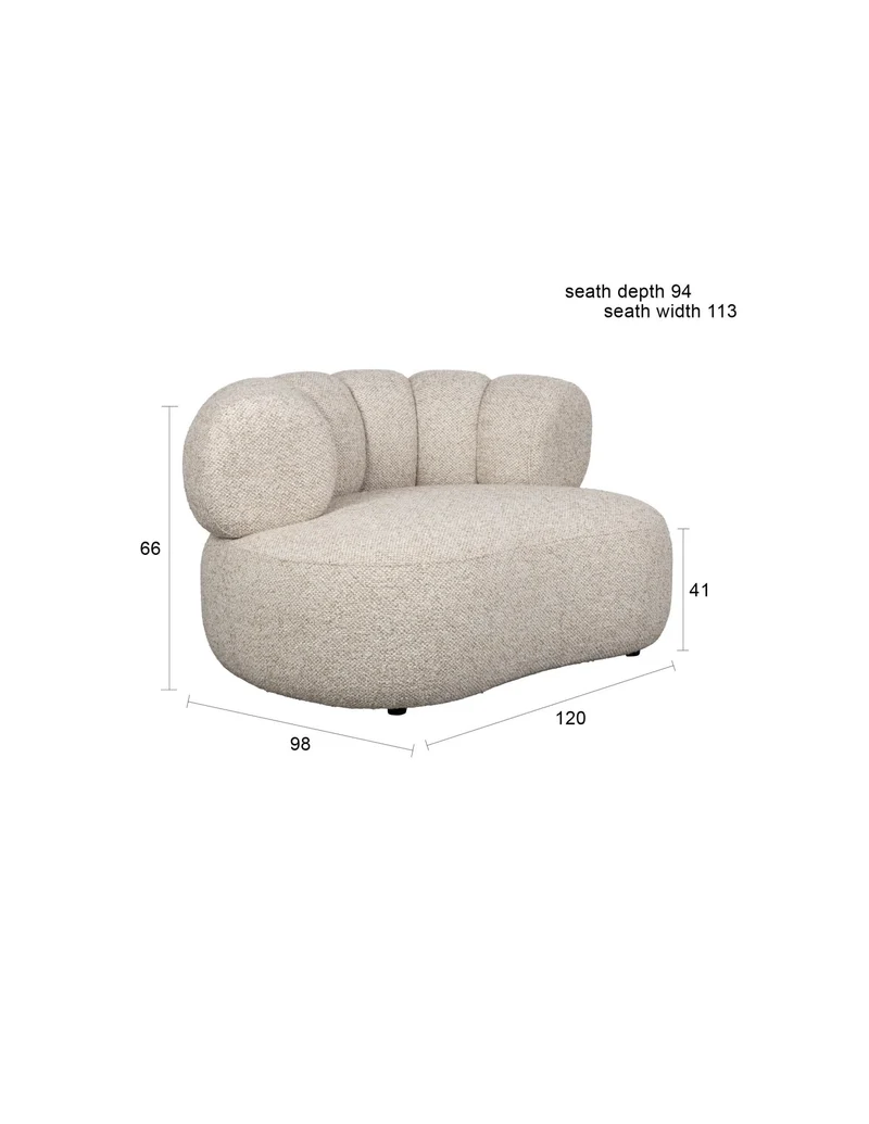 Canapé arrondi en tissu beige 120x98x66cm Georgia - Dutchbone
