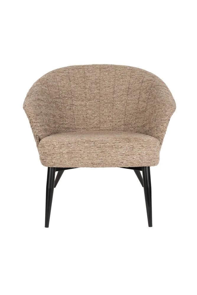 Fauteuil avec accoudoirs en tissu marron et métal noir Georgia - Dutchbone
