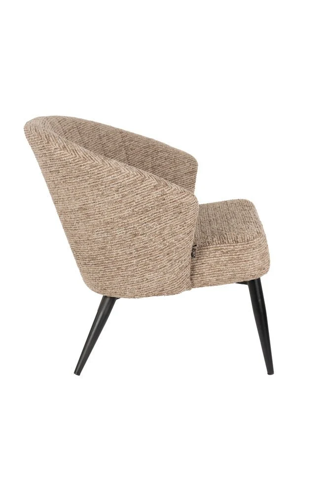 Fauteuil avec accoudoirs en tissu marron et métal noir Georgia - Dutchbone