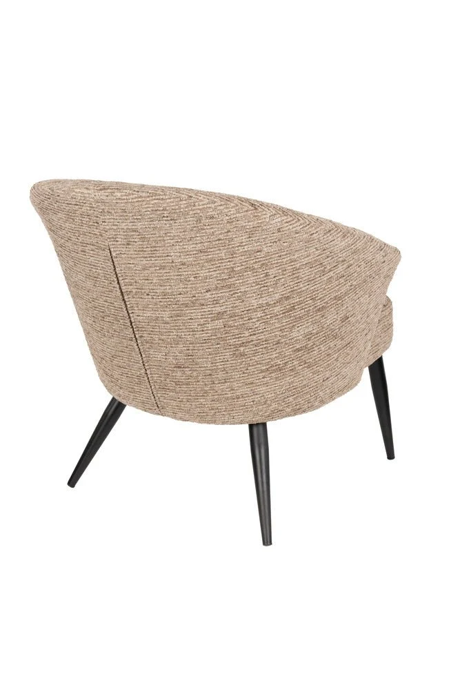 Fauteuil avec accoudoirs en tissu marron et métal noir Georgia - Dutchbone