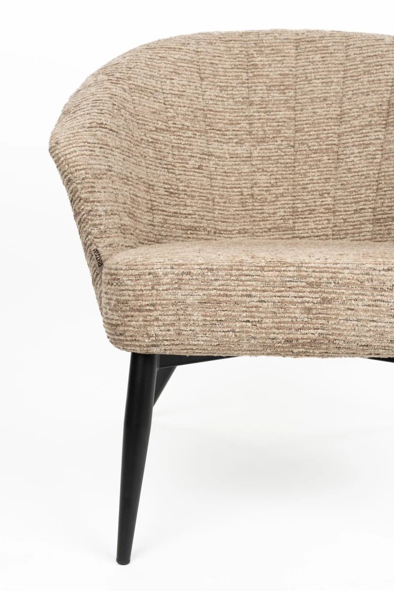 Fauteuil avec accoudoirs en tissu marron et métal noir Georgia - Dutchbone