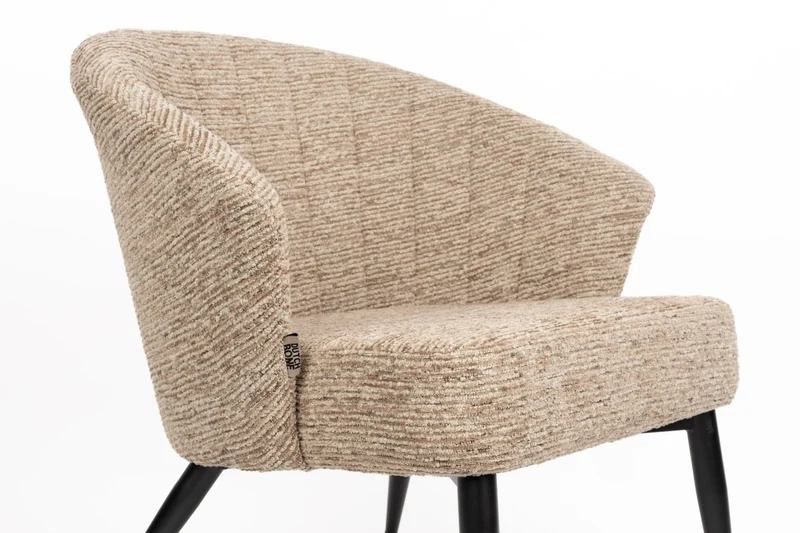 Fauteuil avec accoudoirs en tissu marron et métal noir Georgia - Dutchbone