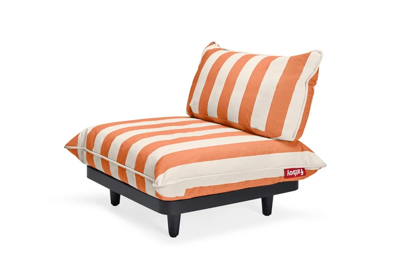 Module central de canapé d’extérieur rayé orange Paletti - Fatboy