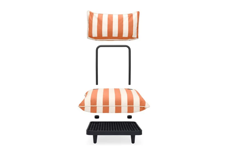 Module central de canapé d’extérieur rayé orange Paletti - Fatboy