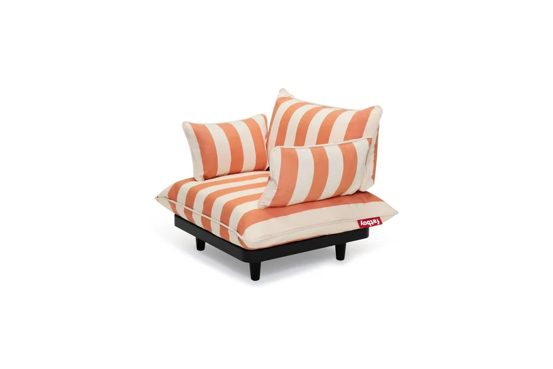 Fauteuil lounge modulaire d'extérieur rayé orange 100x90cm Paletti - Fatboy