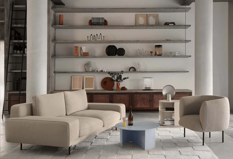 Table d'appoint en frêne beige et acier beige 63,5x36,5x52cm Plateau - Fest Amsterdam