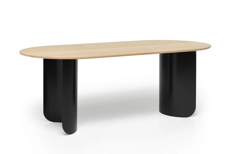 Table à manger ovale en chêne beige et acier noir 280x95x74cm Plateau - Fest Amsterdam